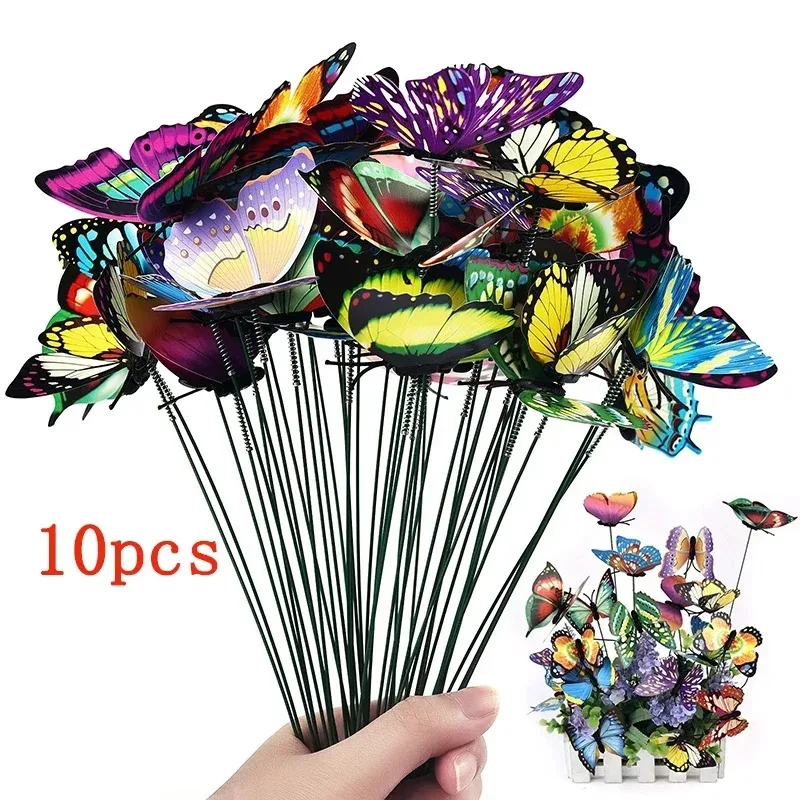 10Pc butterfly garden decoration,mix color PVC waterproof butterfly garden stakes,courtyard decoration,outdoor garden decoration