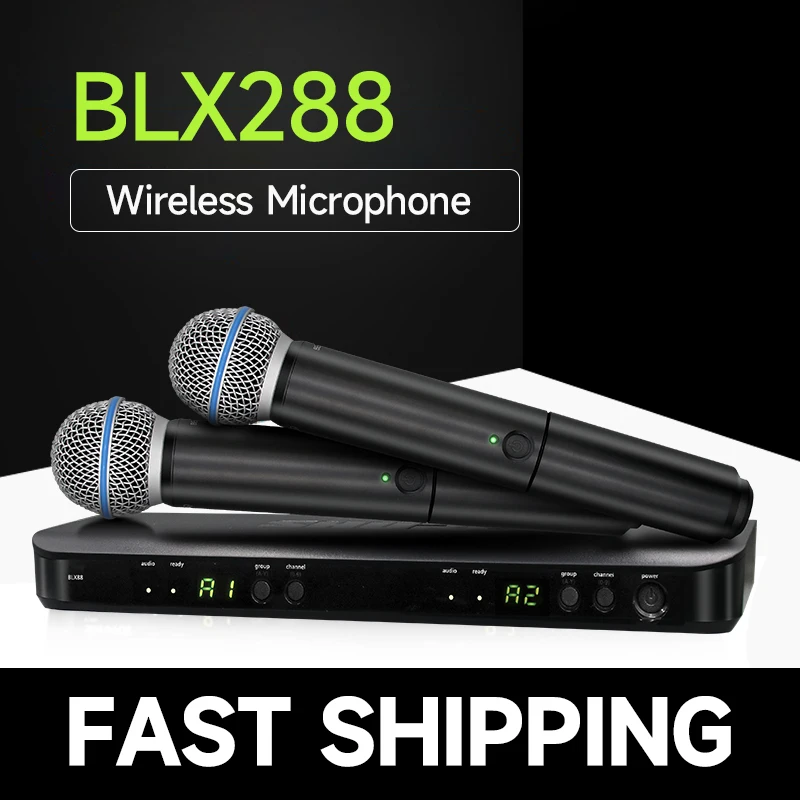 

BLX288/BETA58A Dual Channel Wireless Microphone Dual UHF Handheld Wireless SM58 Microphone Digital Vocal System