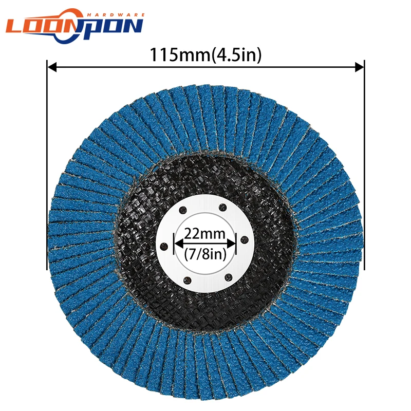 Loonpon 115mm/4.5inch Flap Discs Sanding Discs Grinding Wheels Blade Abrasive Tool For Angle Grinder 40/60/80/120Grit 5/10Pcs