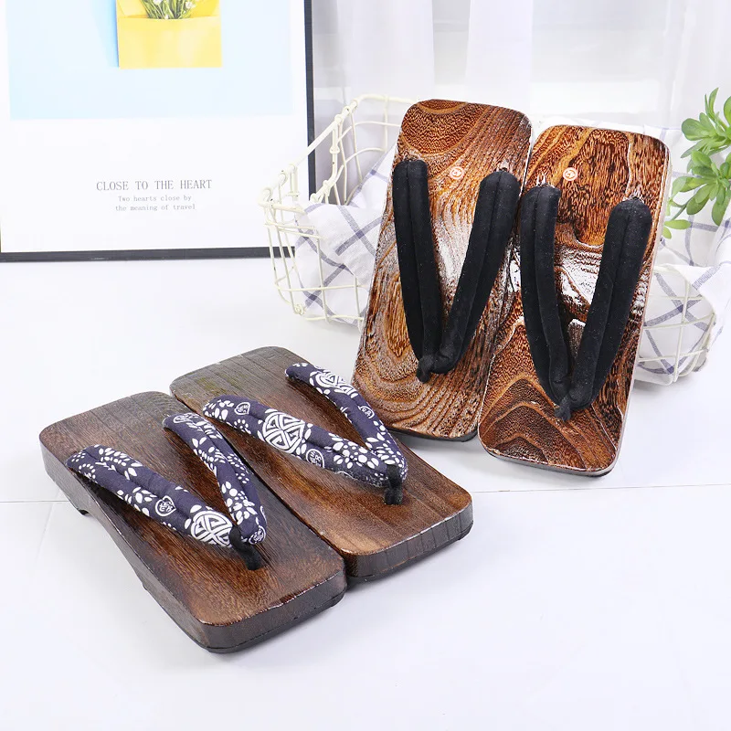 Man Slipper 2022 Summer Flip Flops Cosplay Japanese Samurai Geta Slippers Wood 2 Sandals Thick Bottom Platform Sandals