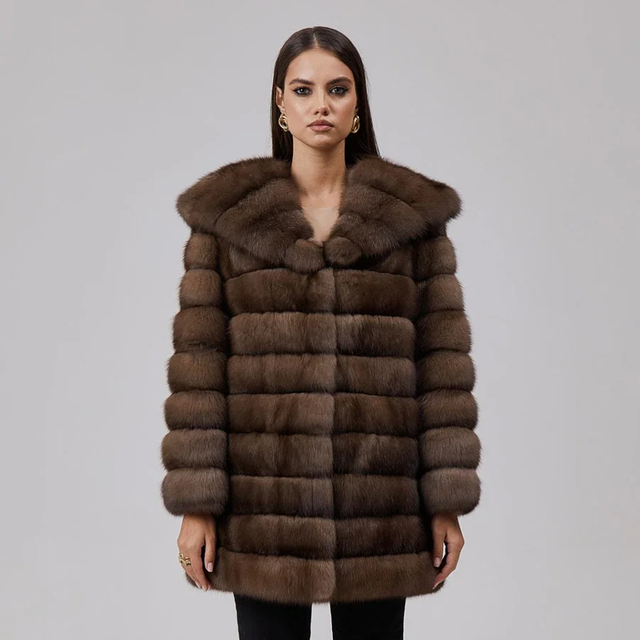 

Women Genuine Fox Fur Coat Long Fox Fur Jacket Female Luxury Winter Outerwear Real Fur Coat Best Selling New Arrival