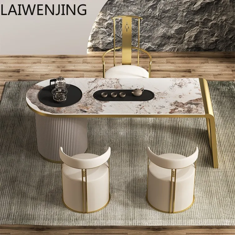 HLZ high-end rock slab tea table light luxury minimalist office modern home balcony tea table and chair combination