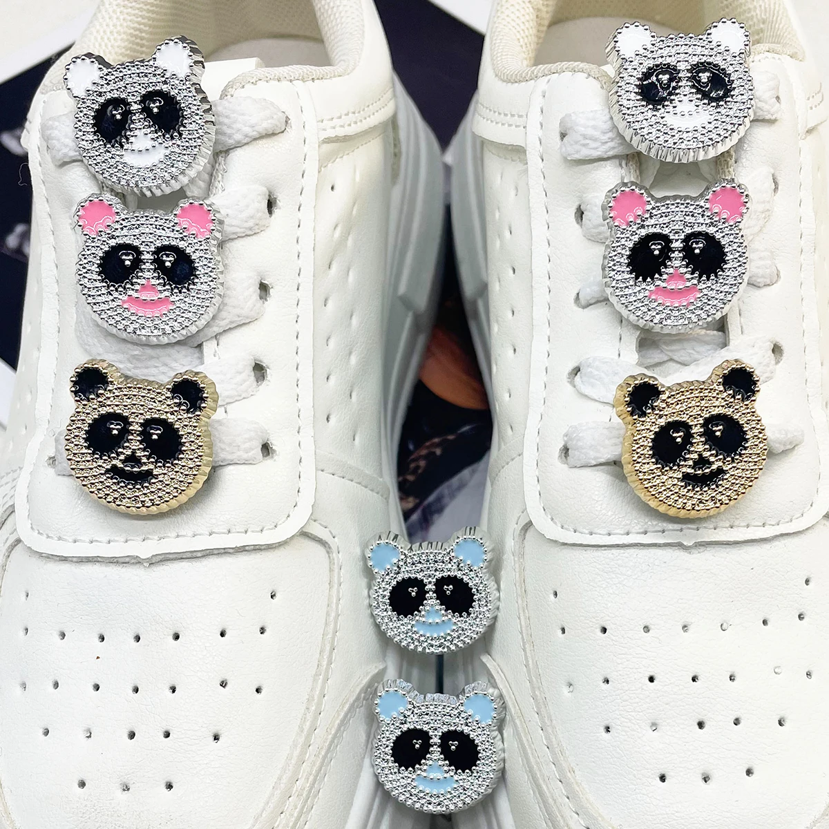 2PCS Cute Panda ABS Shoe Lace Charms DIY Accessories Kawaii 