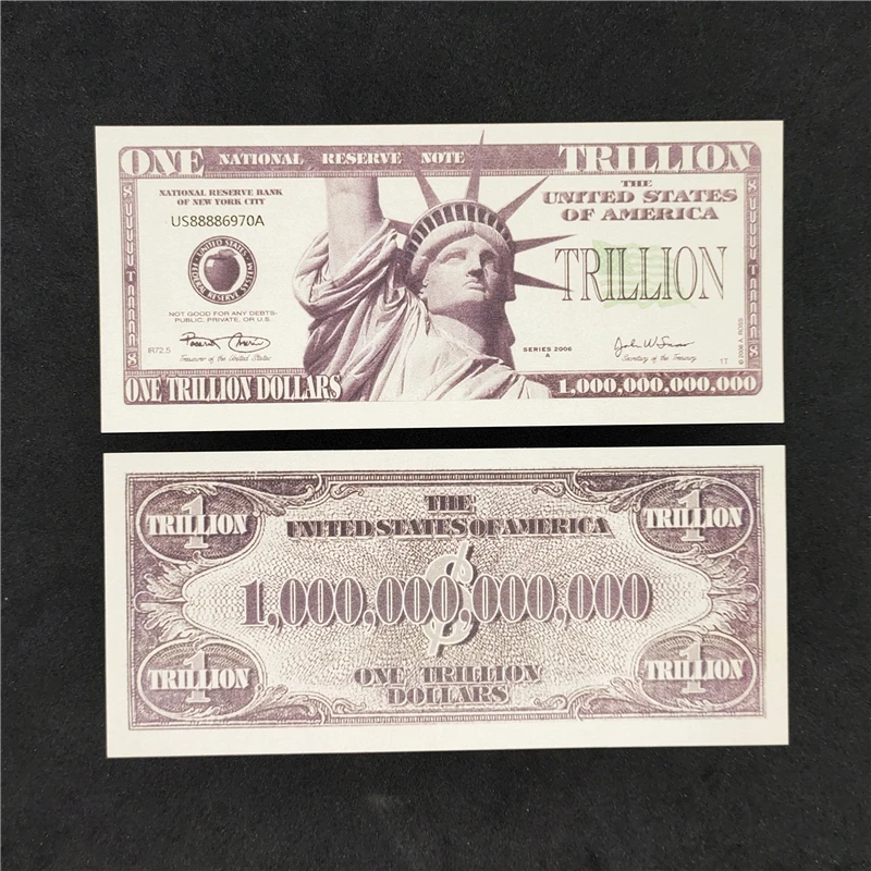 Copy US 1 Trillion Dollars Fake Money Paper Bills Banknote Non-Circulating With UV Activity USA Bank Note