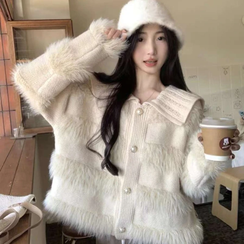 

Korean Fashion New Knitted Cardigans Women Tassels Solid Long Sleeve Sweater Coats Loose Versatile Y2k Cardigan Female