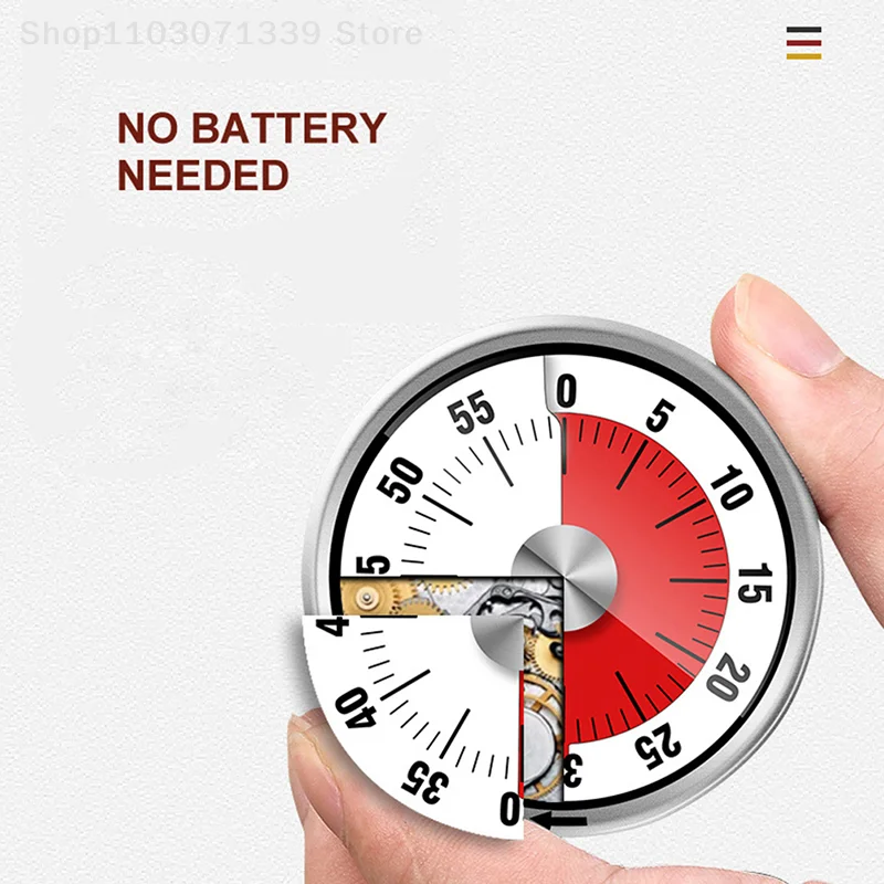 1Pcs Stainless Steel Visual Timer Mechanical Kitchen Timer 60-Minutes Clock Timer With Loud Alarm Magnetic Clock Timer