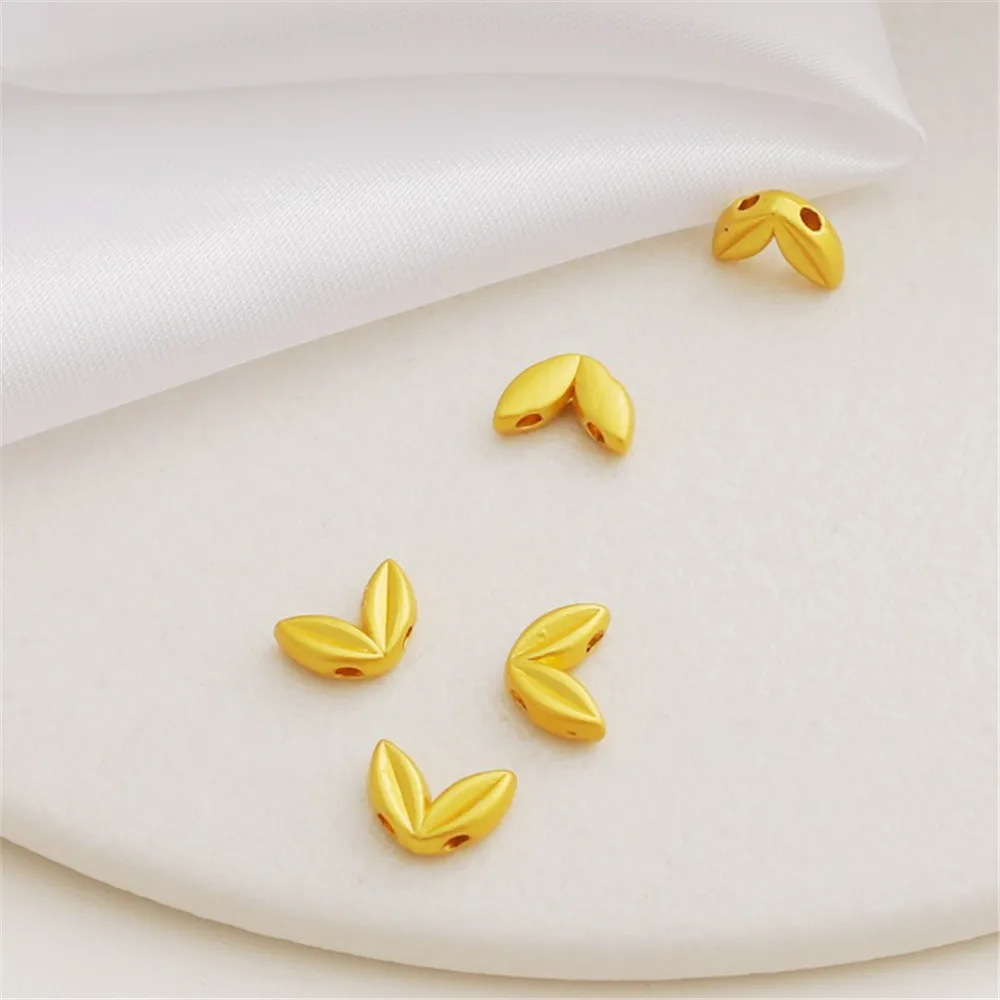 

Gold Plated Matte Gold Willow Leaves, Double Hole Wheat Beads, DIY Homemade Bracelet, Necklace, Ear Accessories