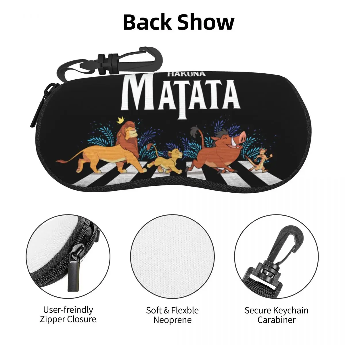 Custom Hakuna Matata Cartoon occhiali da sole custodia morbida Neoprene ZipperAnimal Film The Lion King Shell Eyeglass Case