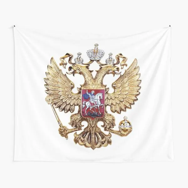 Russian Coat Of Arms White Background  Tapestry Hanging Decor Bedroom Home Beautiful Printed Blanket Bedspread Yoga Decoration