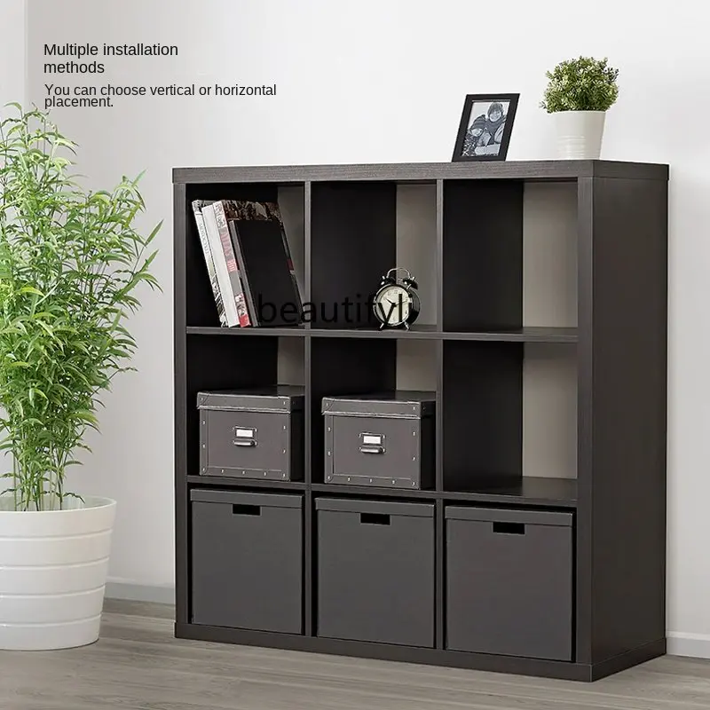 zq Open Storage 9 Lattice Bookcase Display Cabinet Can Be Matched with Drawer Door Panel