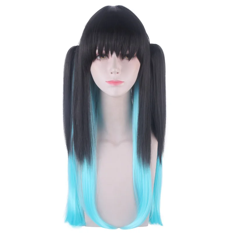 "Demon Slayer: Kimetsu no Yaiba شعر مستعار COS مصبوب بالكامل، شعر مستعار أنيمي، شعر مستعار كوس" شعر مستعار من الألياف الاصطناعية