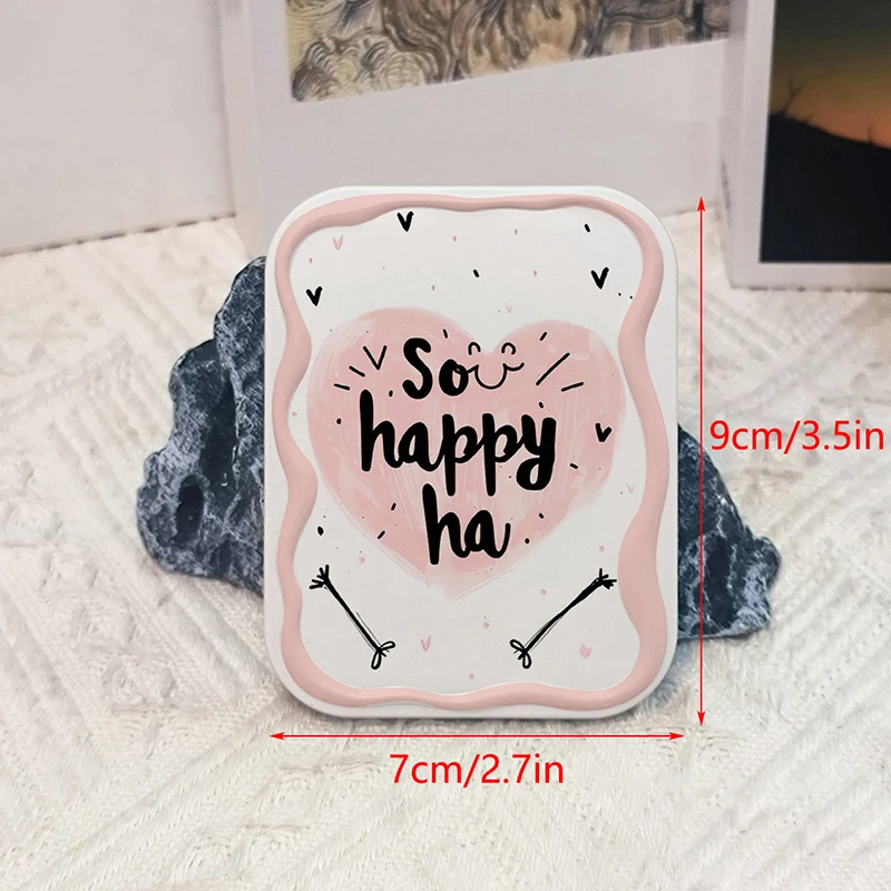 Cartoon Love Pattern Flip-Top Folding Makeup Mirror Portable Pocket Mirror Rectangle Cosmetic Mirror With Comb For Women Girl