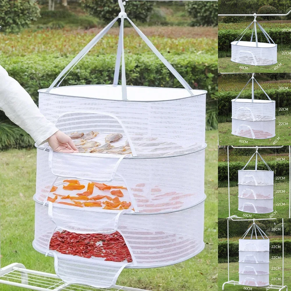 

Multifunctional Portable Foldable Muti-layer Hanging Drying Net For Dry Goods Vegetable Fruit Herbs Clothing Non-toxic Polyester