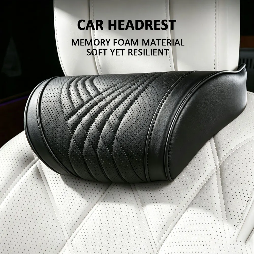 Memory Foam Car Headrest Imitation Napa Leather 3D Neck Pillow Protect Neck Soft And Breathable Neck Rest Car Accessories