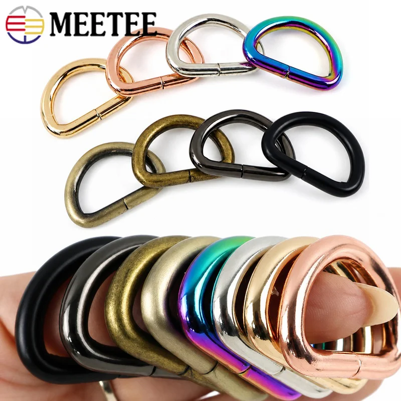 10/20Pcs Metal D Ring Buckle 20-38mm Dog Leash Adjuster Loop Hook Belt Handbag Strap Connector Clasp DIY Hardware Accessories