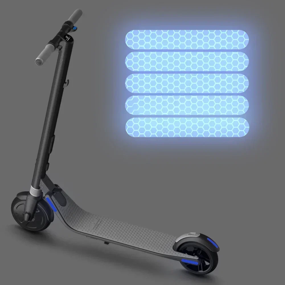 Pegatinas reflectantes impermeables para patinete eléctrico, pegatinas reflectantes de seguridad para Ninebot ES1, ES2, ES3, ES4, E22, E25, 84x15mm, 5 piezas