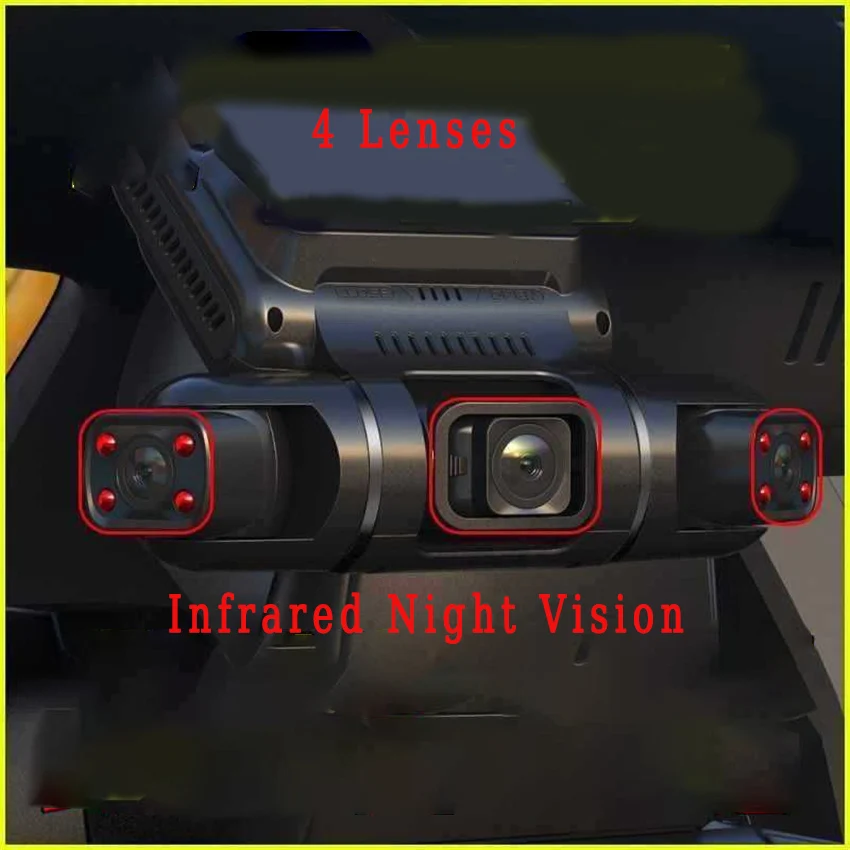 

4-канальный видеорегистратор для вождения HD 1080P Передняя и задняя левая и правая видеорегистратор Инфракрасное ночное видение Встроенный GPS WIFI