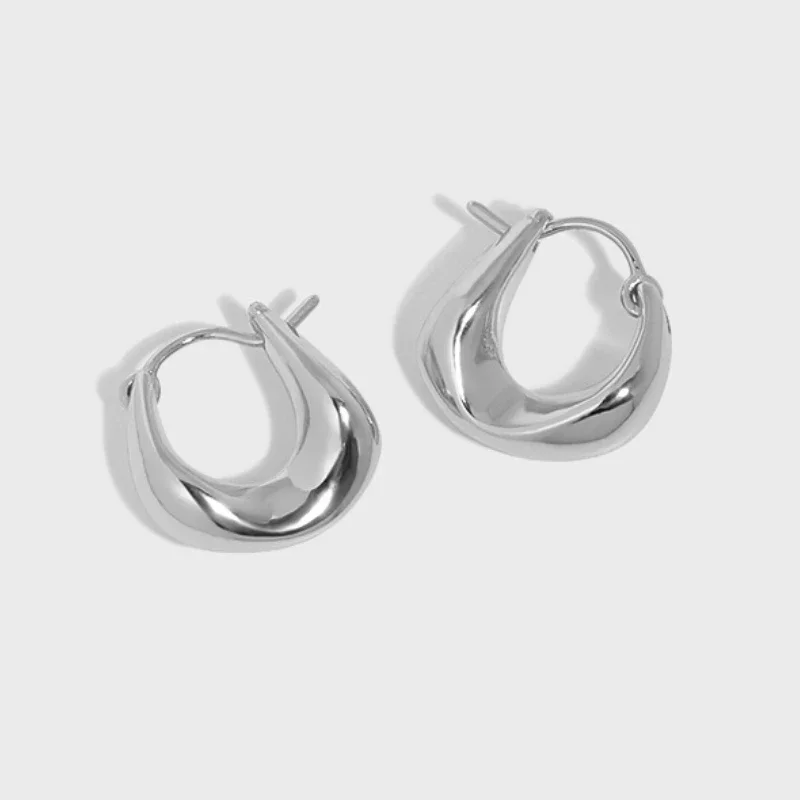 

Luxury Irregular Solid Hoop Earrings Original U-shaped S925 Sterling Silver Earring for Fashion Women Designer Fine Jewelry Gift