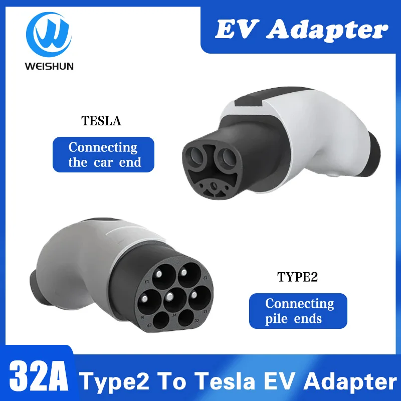 

32A 7KW Type 2 to Tesla NACS TPC Plug Adapter AC Type2 Tesla Adaptor EV Charger IEC 62196 Socket for Tesla Model 3 X Y