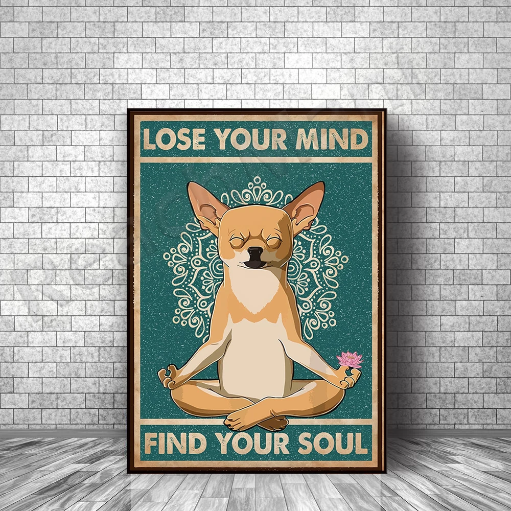 Lose your mind to find your soul poster, yoga wall art, dog art, yoga poster, yoga gift, yoga room decor