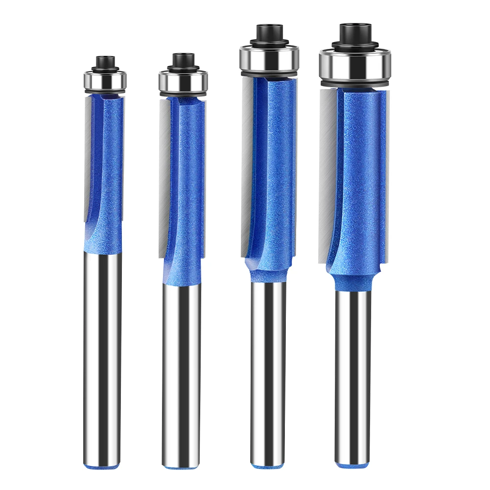 6mm 1/4in Shank Flush Trim Router Bit With Bearing Template Pattern Bit Trimming Cutters Woodworking Tool End Mill