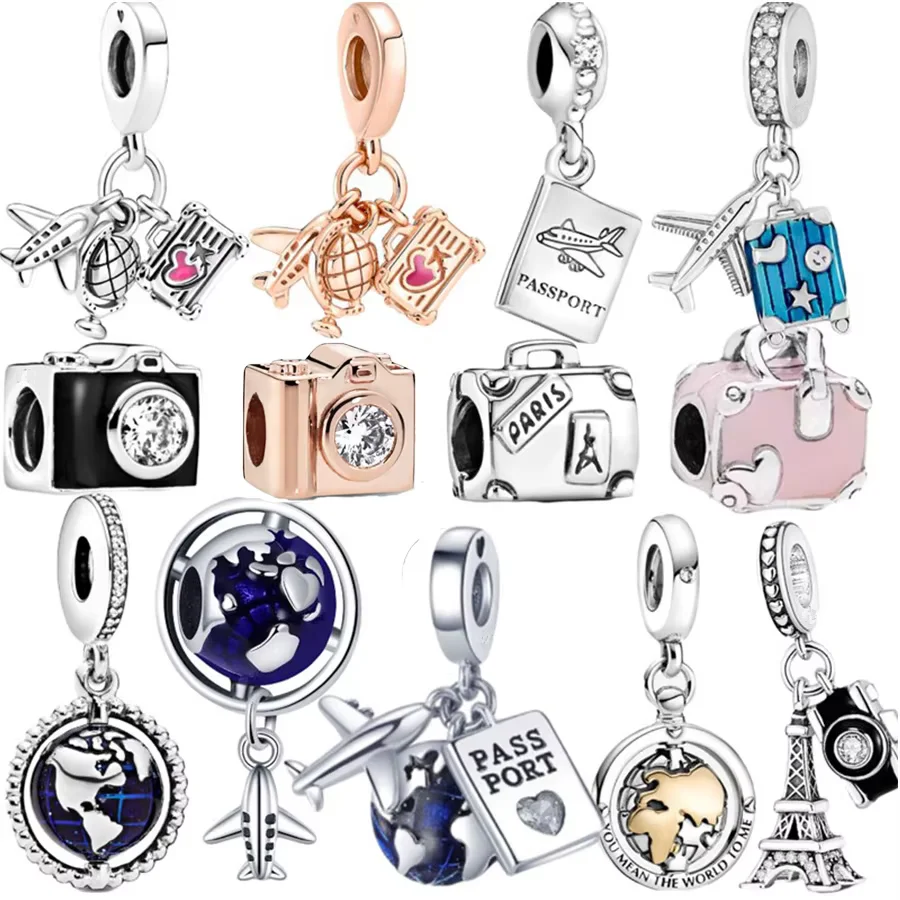 NEW Travel Round The World Commemorative Significance Charm Bead Fit Original Silver 925 Pandora Bracelet DIY Women Jewelry Gift