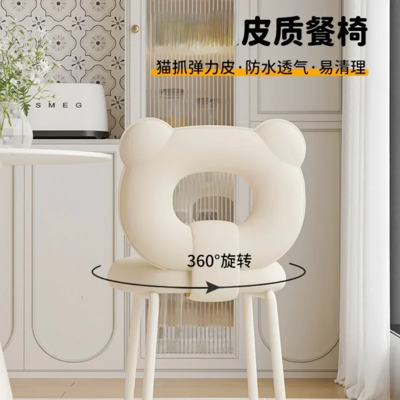 Cream style dining chair light luxury high-end dining table chair household French simple modern dressing stool backrest