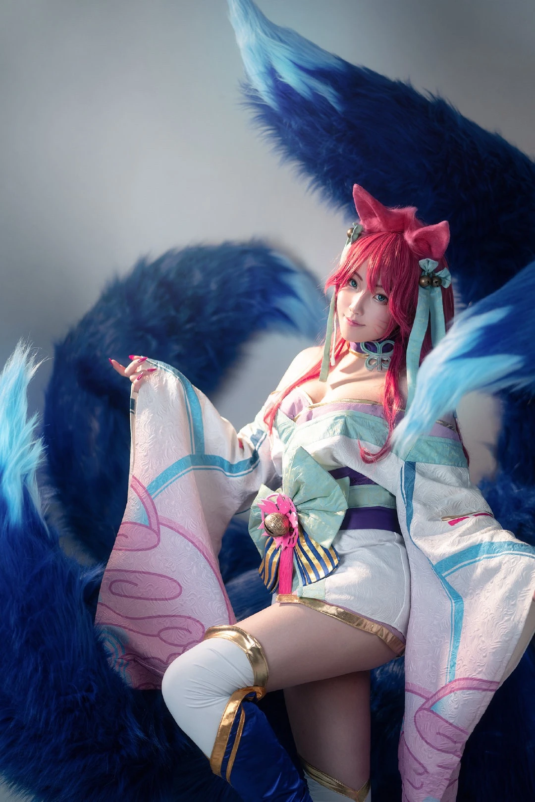 KIYO-KIYO Customized LOL Spirit Blossom Ahri Cosplay Costume ahri Spirit Blossom kimono dress Custom size