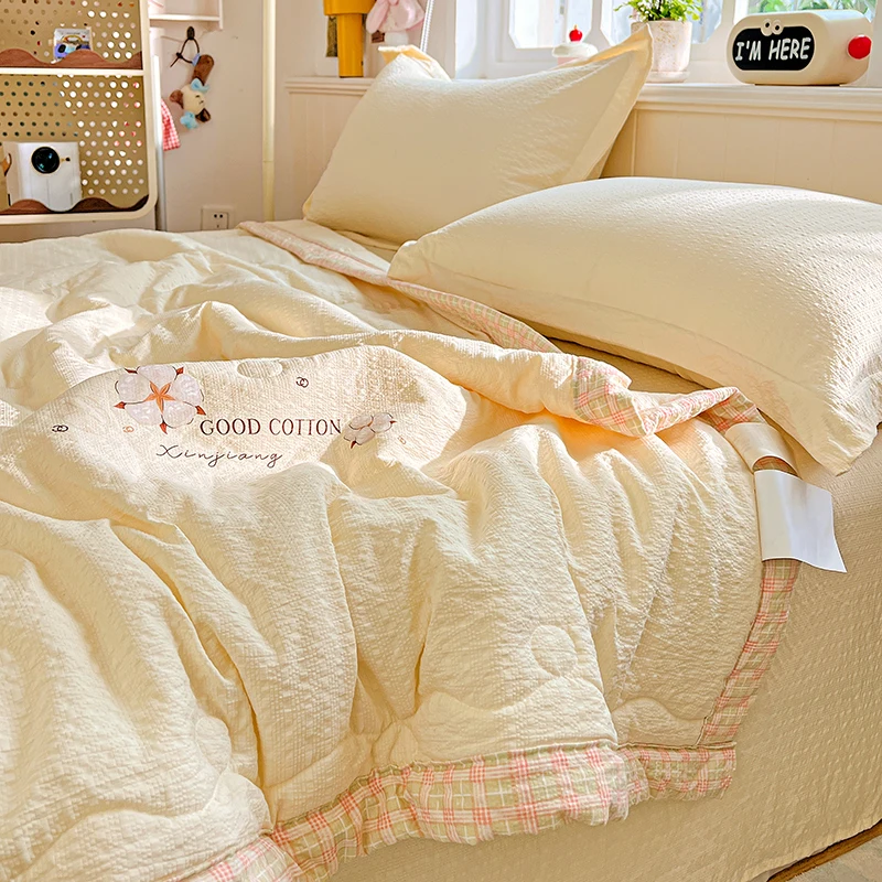 Puff Yarn Duvet For Summer Queen/King Air-Conditioning Quilt Cooling Skin-Friendly Plain Summer Blanket Super Soft 이불 사계절