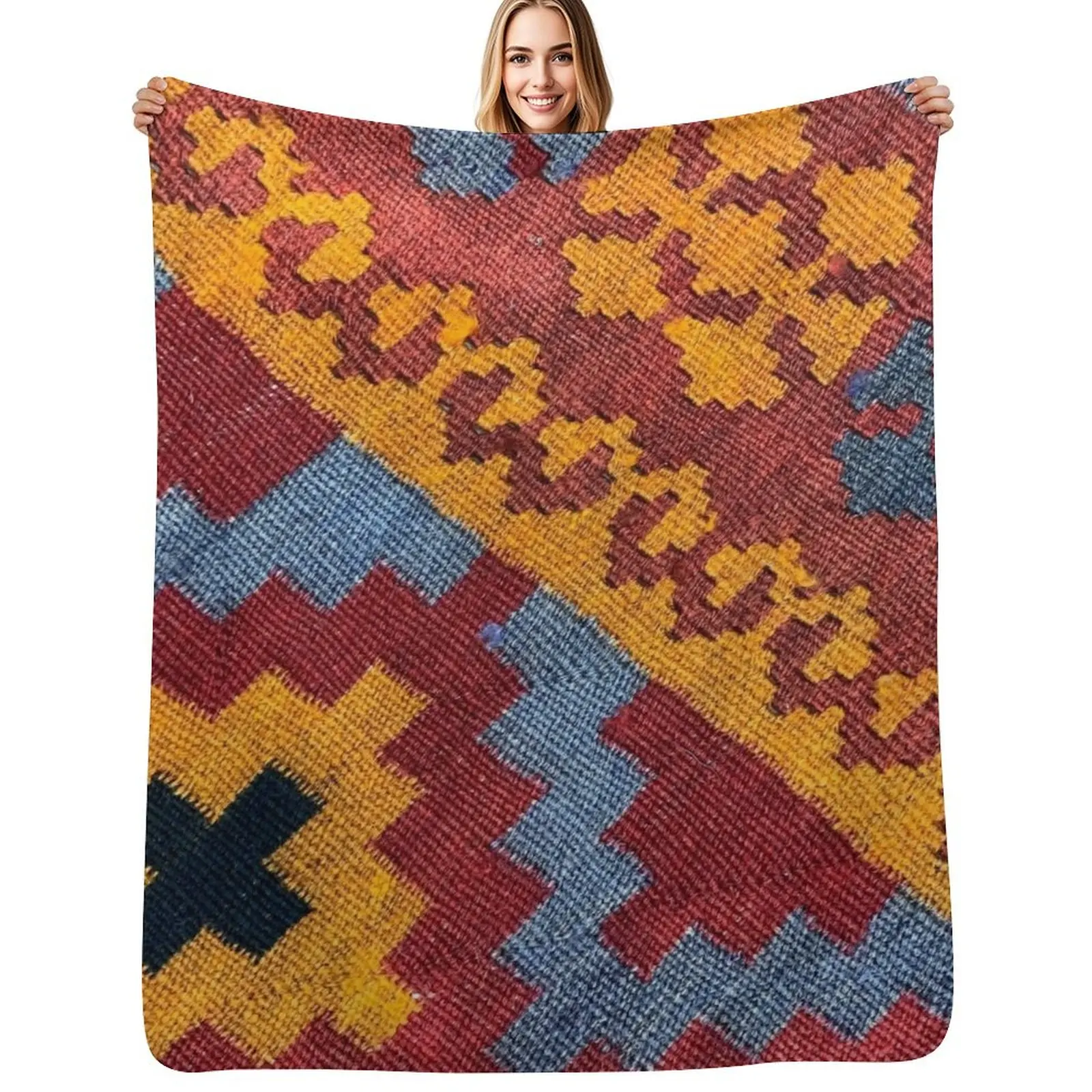Vintage Decorative Kilim, Navaho Weave, Woven Aztec Textile Throw Blanket Sofa Throw Bed manga Thins Blankets