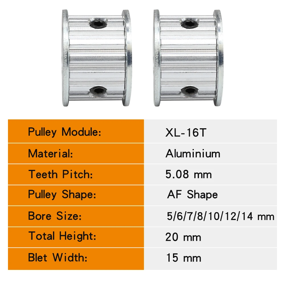 XL-16T Getande Katrol Boring 5/6/7/8/10/12/14 Mm Aluminium Katrol Wiel tanden Pitch 5.08 Mm Voor Breedte 15 Mm Xl Distributieriem