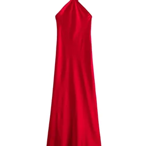 Long headboard traf-coated women, backless satin dress, out of shoulder, sexy midi dresses, elegant party dress, 2022 6 Main Sales Satin Dress - №4