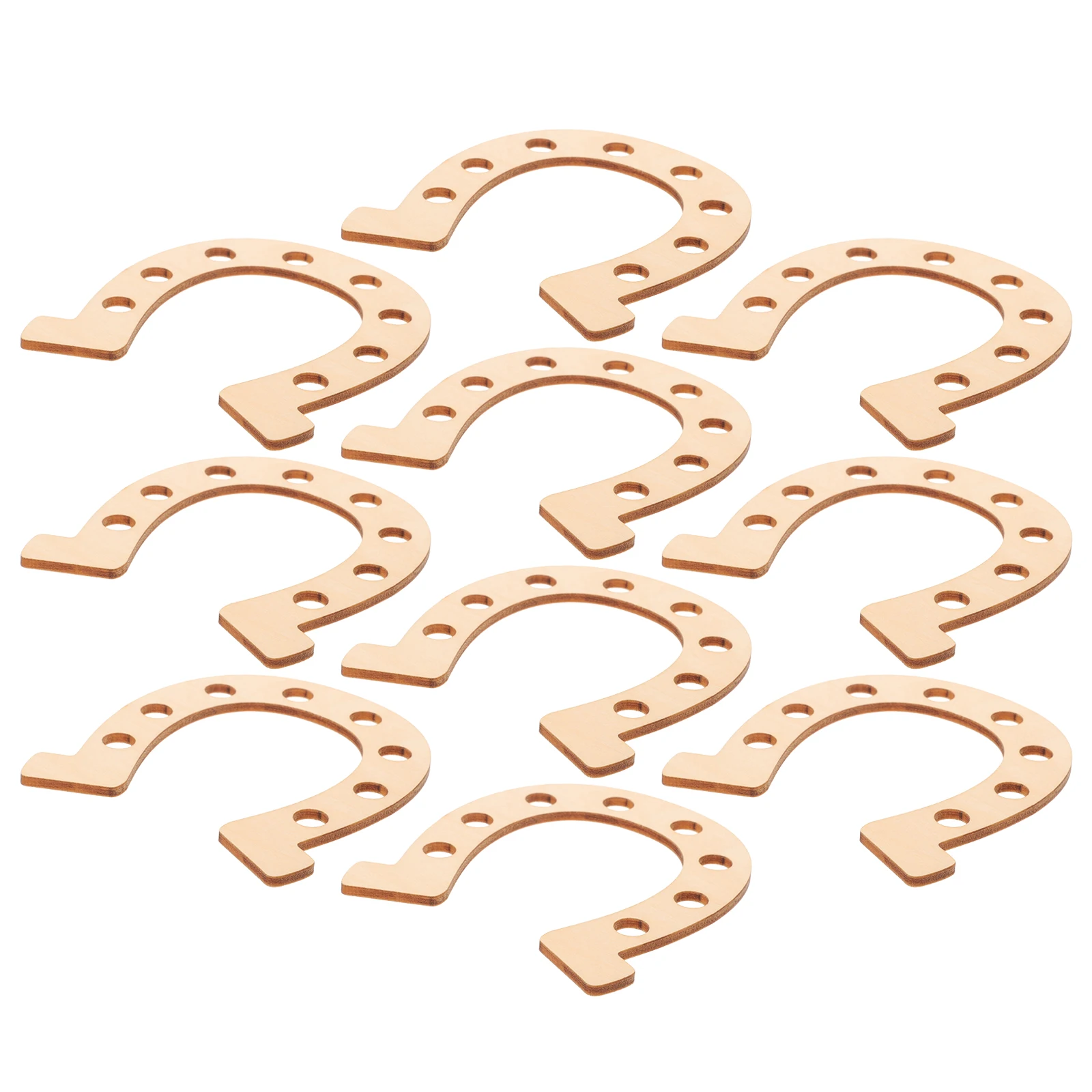 

10pcs Horseshoe Wood Slices DIY Unfinished Wooden Chips Graffiti Crafts Decorative Hanging Painting Accessories for Kids