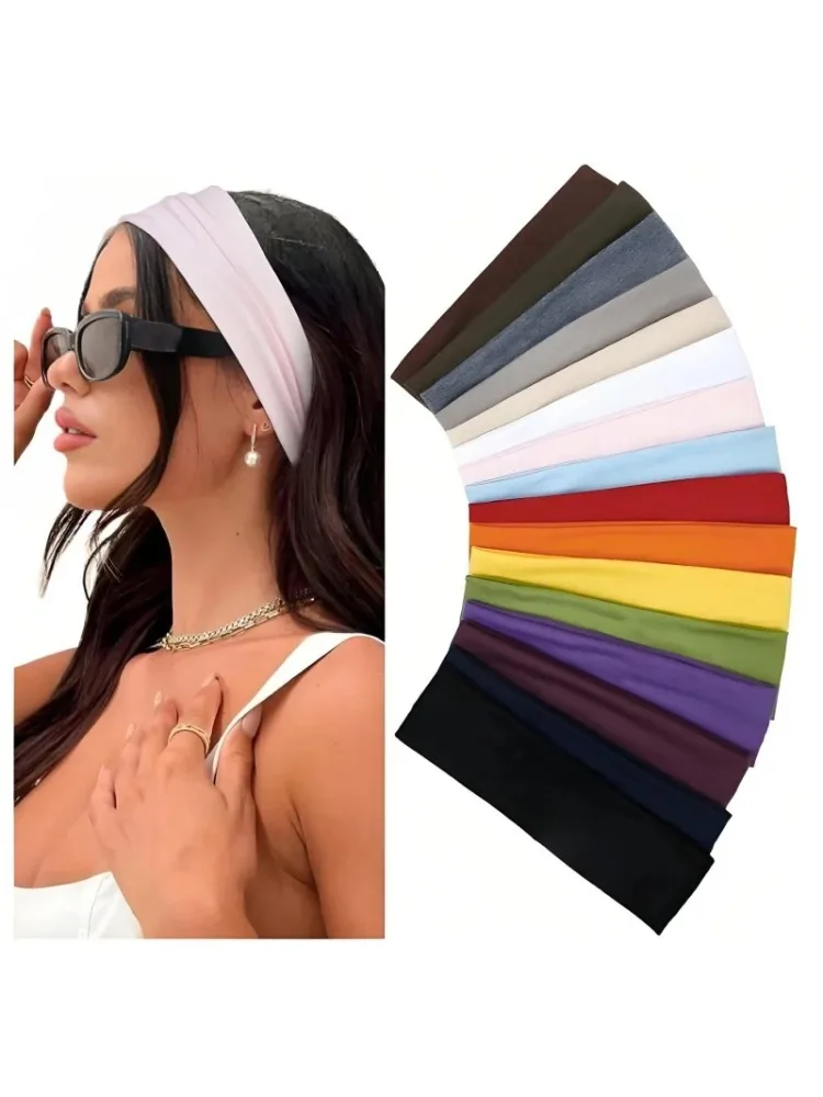 AliExpress NONE 8/10PCS Women's Elastic Sports Headbands Stretchy Candy-Colored Stylish for Fitness Yoga Running Cycling Comfortable Head Band