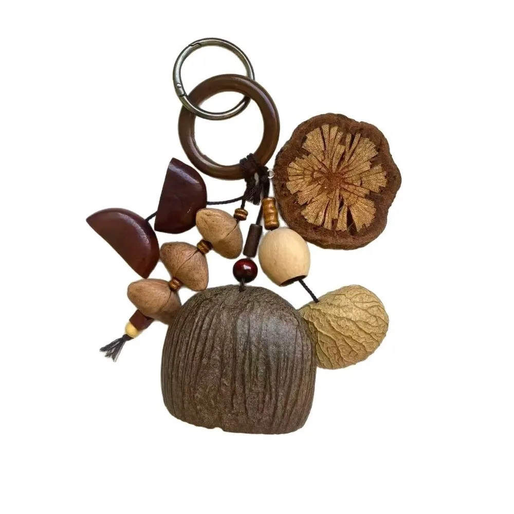 New Natural Nut Shell Nut Shell Bell Hand Cranked Handmade Natural Fruit Shell Pendant Sound Ringing Hanging Bell Home Decor