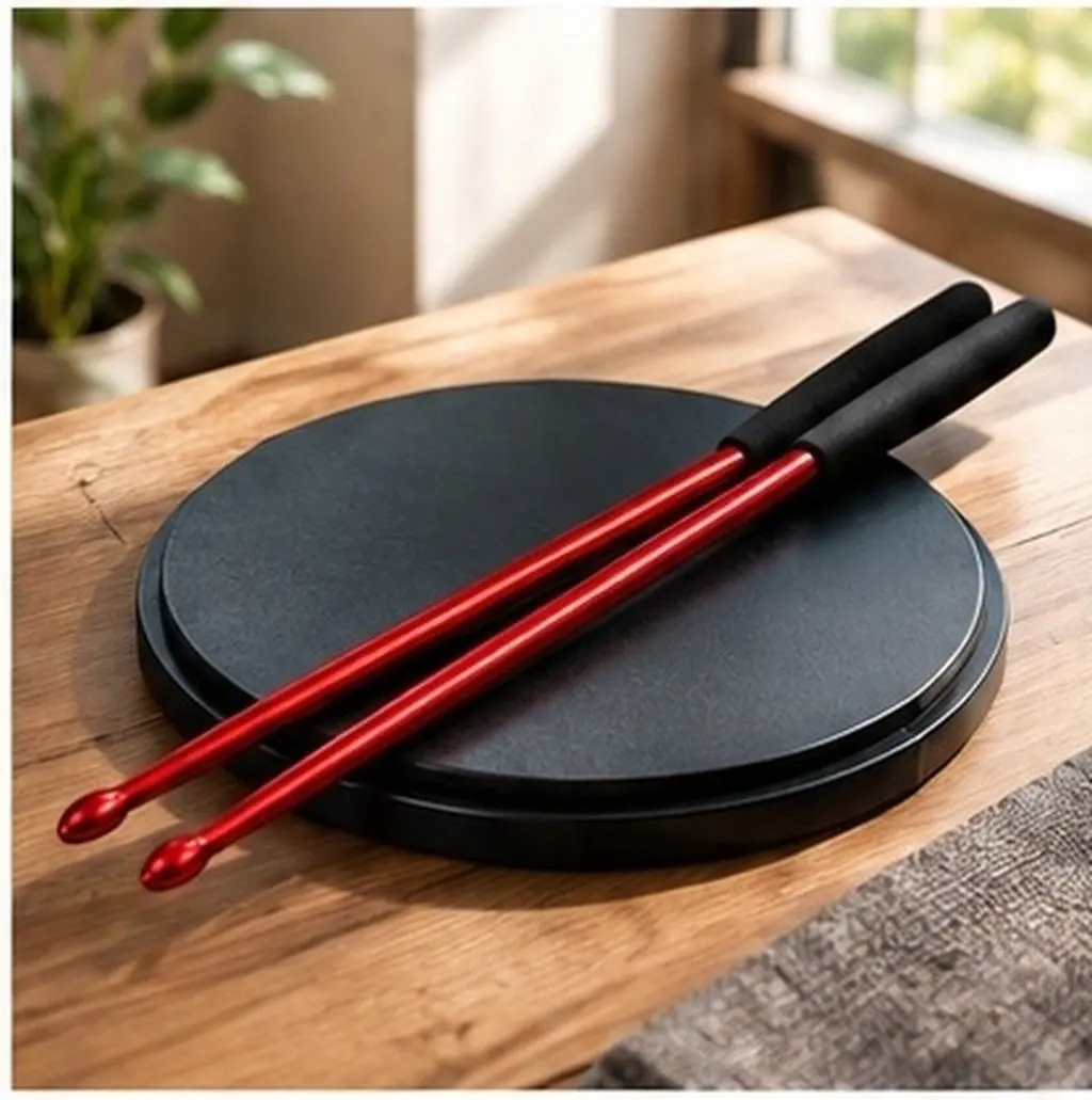 1Pair Aluminium Alloy Anti-Rust Drumsticks Metal Drum Stick for Drum Pad Practice Dark Red W122 Drumstick for Drummer