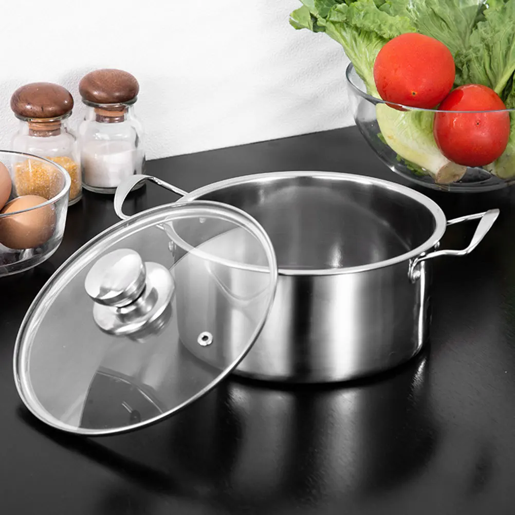 

Stainless Steel Soup 3L Heavy Duty Cooking For Hot Pot Noodles Stew Smooth Interior Kitchen Cookware Stockpot Double