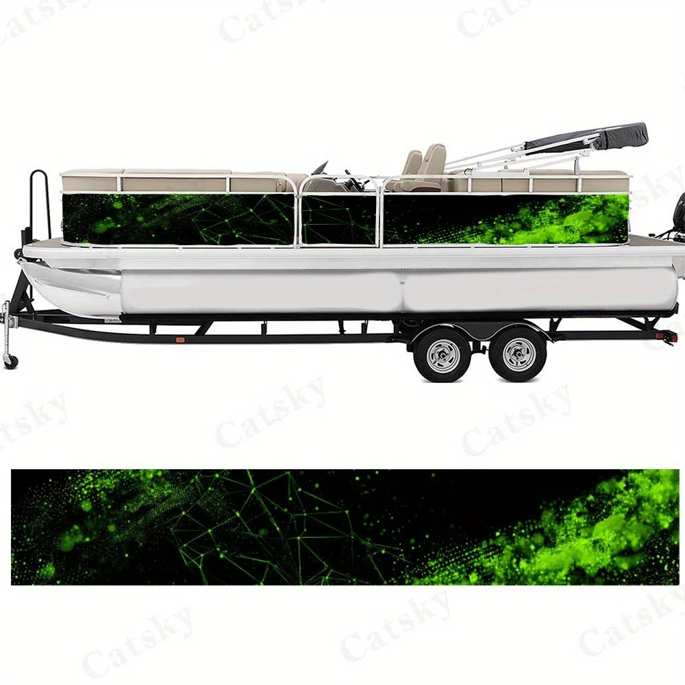 Green Glow Tech Mysterious Fluorescent Lines Boat Sticker Vinyl Ship Pontoon Deck Boat Fishing Decorative Pontoon Boats Decal
