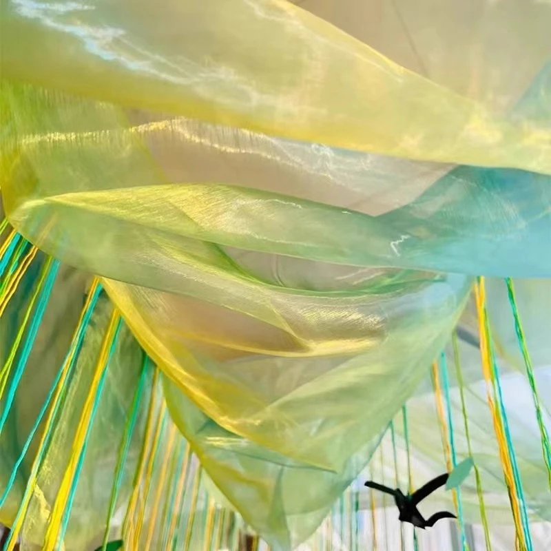 

Iridescent Gradient Organza Fabric Handmade Sewing Home Hanfu Gown Soft Tulle Wedding Couture Designer Textile Crafts Materials