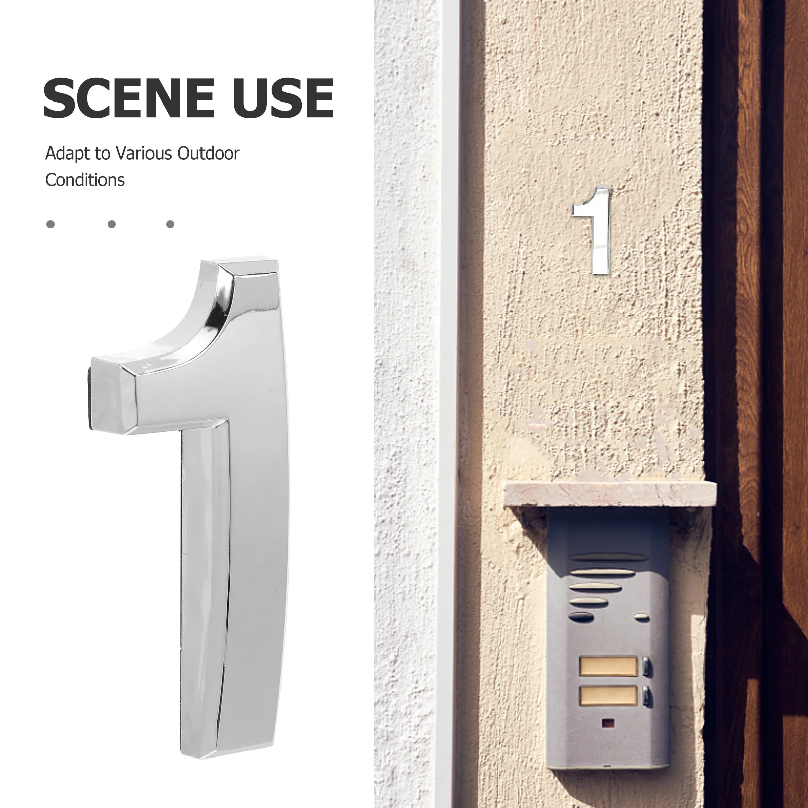 Self Adhesive 3D Inch Silver Modern Address Sticker for Outdoor Mailbox Concrete Wall Use Door Sign Number