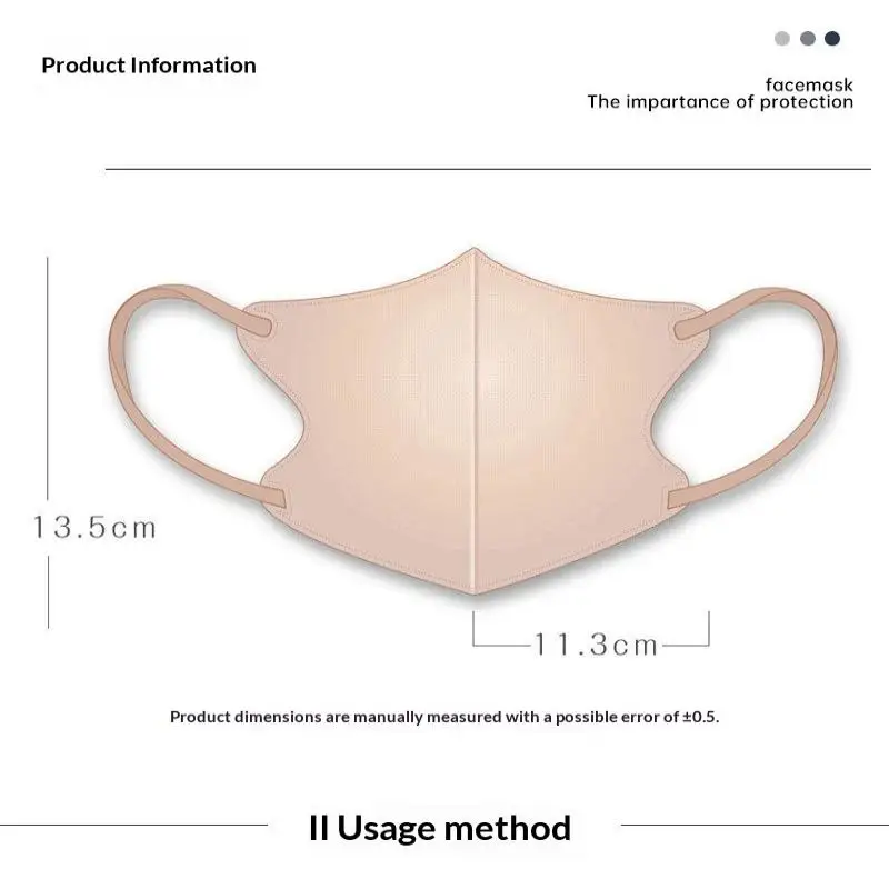 100 Stück Gesichtsmasken im japanischen Stil, 3D-Gesichtsmaske für Erwachsene, atmungsaktive Einwegmasken – Detail 10