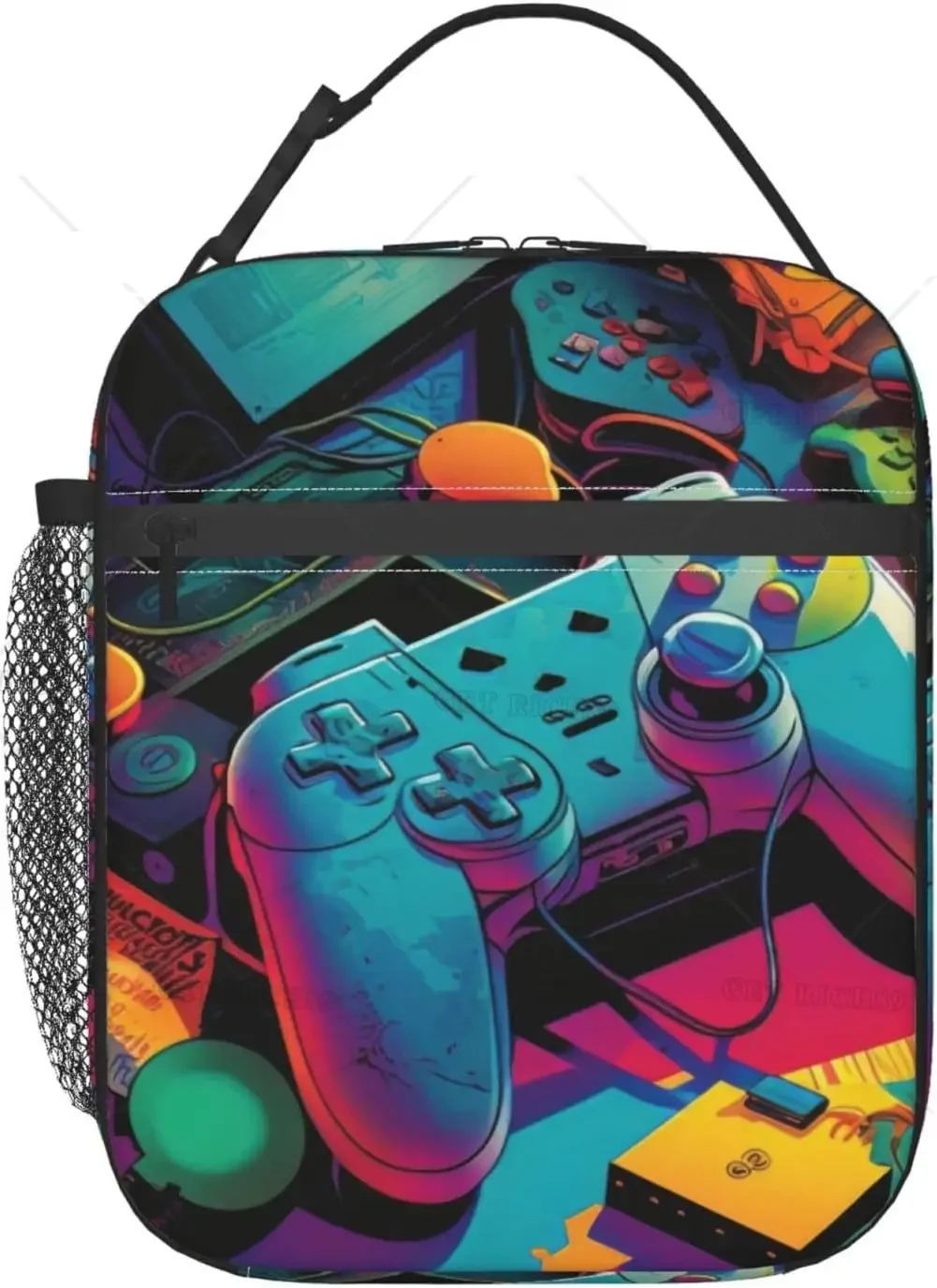 Video Game Controller Lunch Bag Reusable Portable Lunch Box for Men Women, Insulated Lunch Tote Bag for Picnic Office