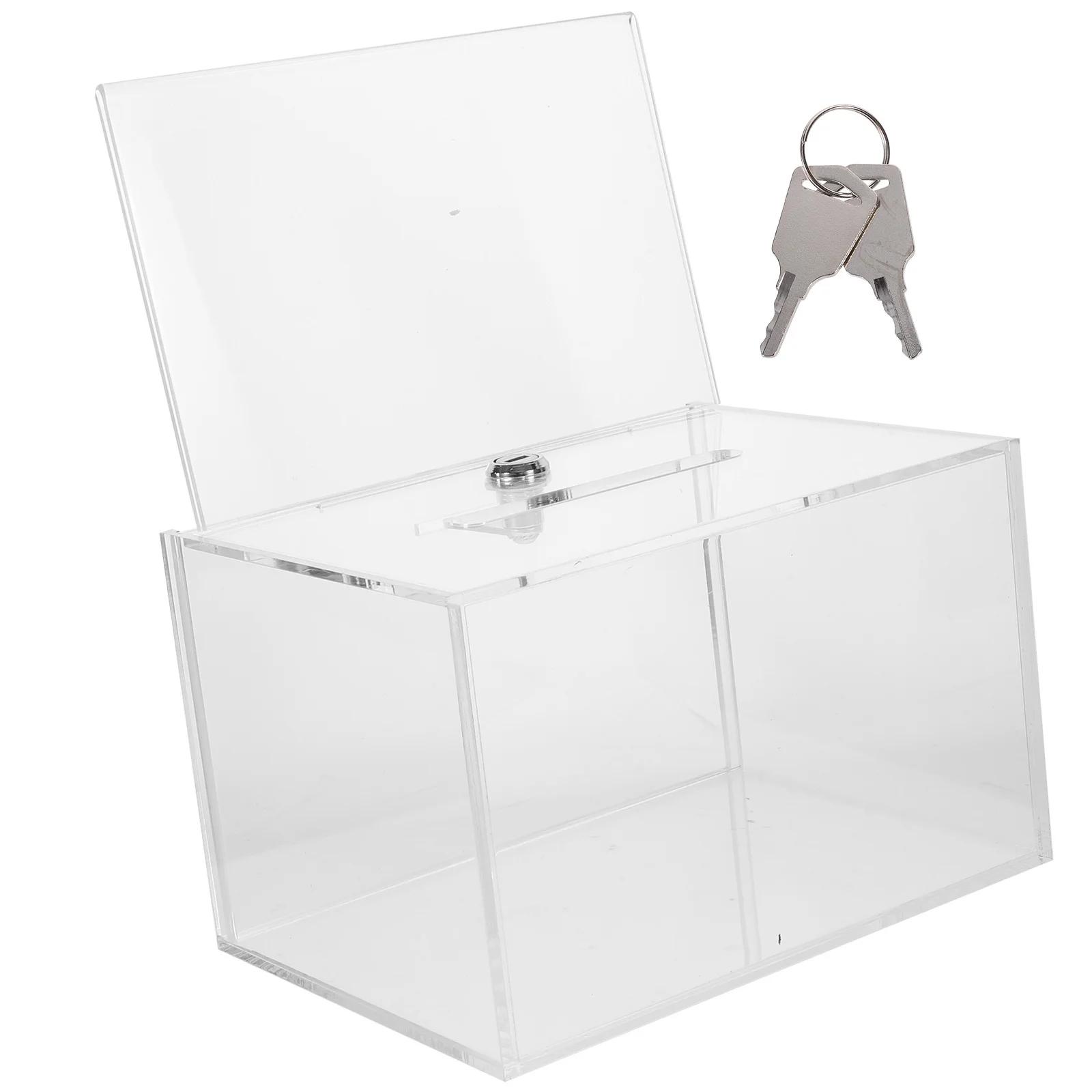 1Set Smooth Finish Acrylic Donation Box Lock Fundraising Suggestion Complain Letter Voting Public Mailbox Collection Box