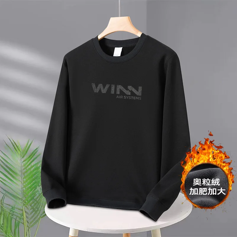 2024 Big Size Men Sports Sweatshirt Long Sleeves Round Neck Pullover Winter Loose Fit Fleece Lined Warm Plus Autumn Extral Large