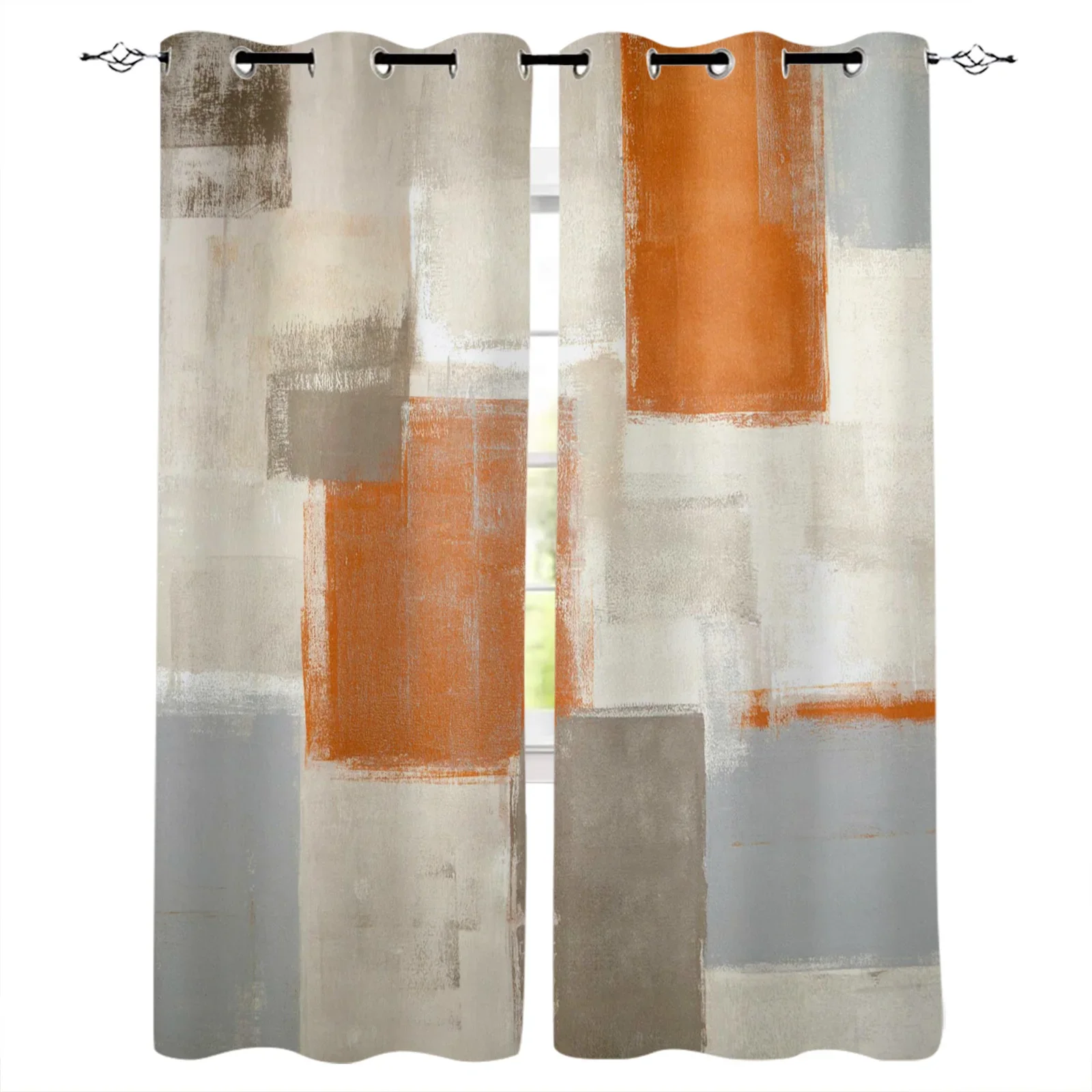 Orange Paint Graffiti Abstract Blackout Curtains Window Curtains For Bedroom Living Room Decor Window Treatments