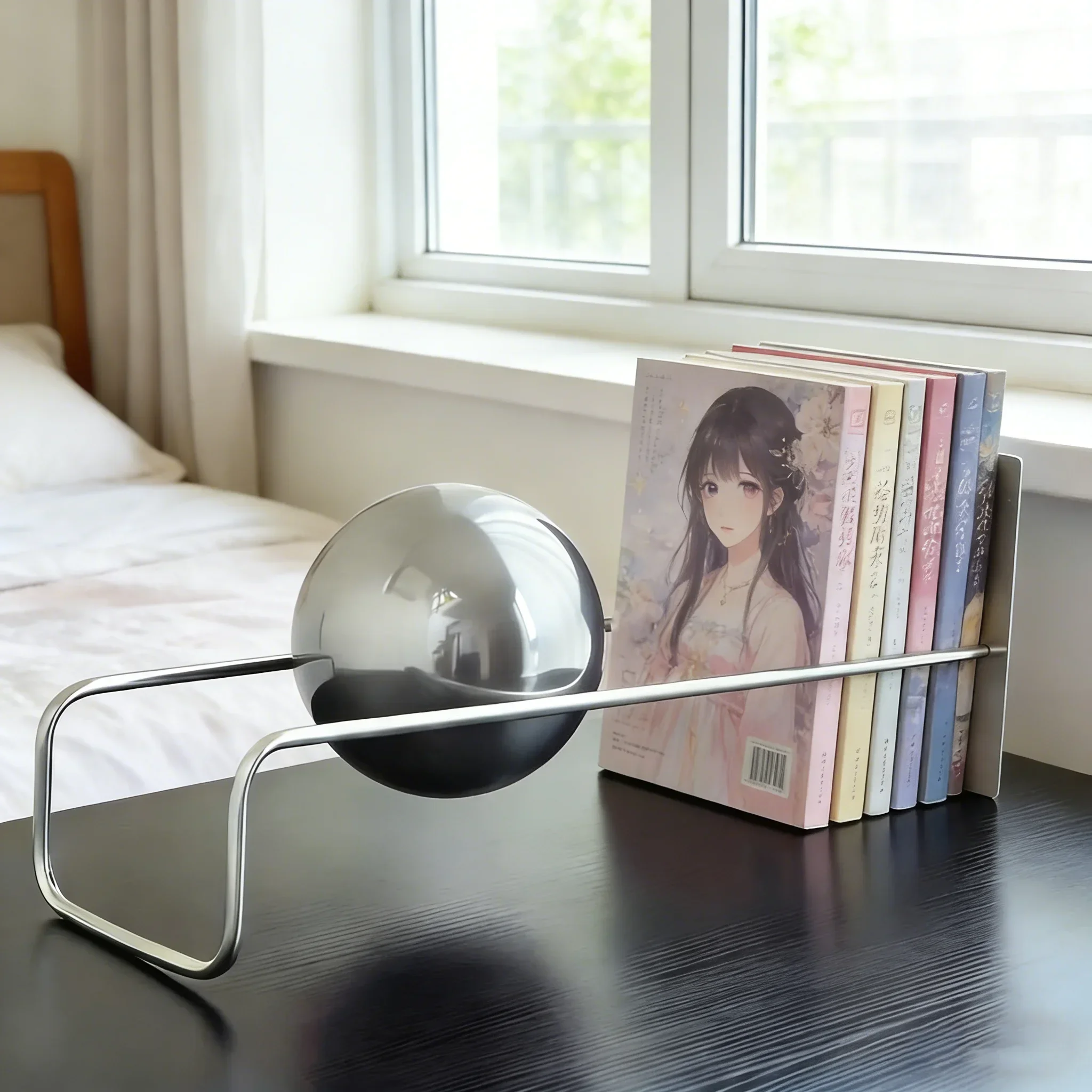 Modern Gravity Ball-Shaped Bookshelf—Medieval Bauhaus Desktop Organizer, Fashionable Magazine and Newspaper Rack, Office Fashion