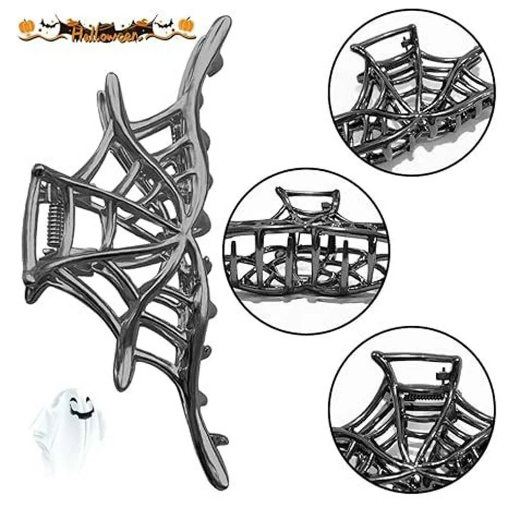 Alloy Spider Shark Clip Soild Color Hollow Halloween Hair Claw Gothic Style Headwear Metal Hair Clip School