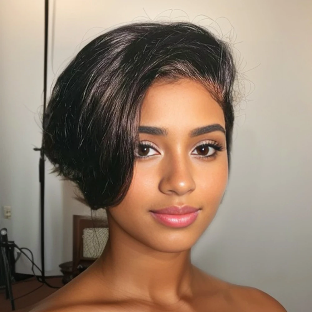 13x4 الدانتيل أمامي قصير بوب قبل قطعها اللون الطبيعي البني 99J شقراء تسليط الضوء على خصلات الشعر المستعار الإنسان عابث قطع خصلات الشعر المستعار الإنسان يوميا