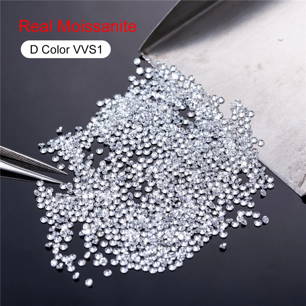 Wholesale Small Size Moissanites Loose Stone 100% DF White Color 0.8mm to 2.9mm Round Black Moissanite For Jewelry Making