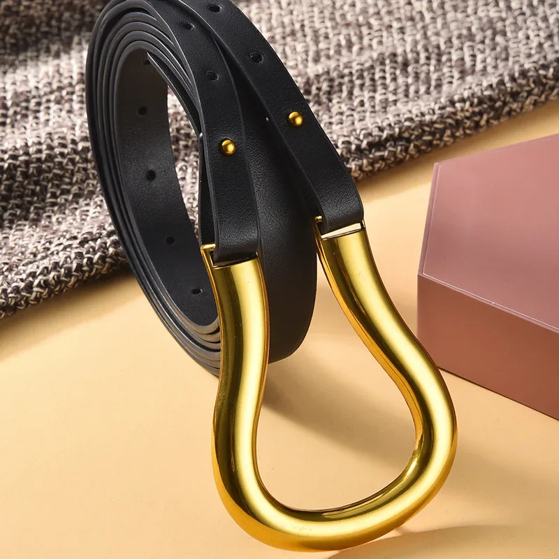 New Double Belt Wide Waistband Seal Retro Fashion Luxury Designer Women U-shaped Buckle Dress Shirt Coat Clothes Decoration Belt